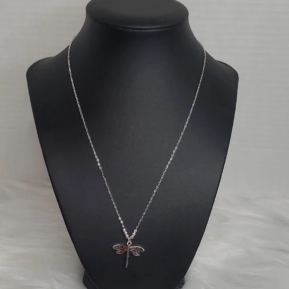 Delicate Silver 925  Dragonfly Pendant Necklace - Picture 2 of 7